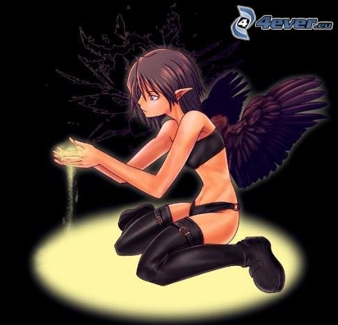 anime lány, nő szárnyakkal