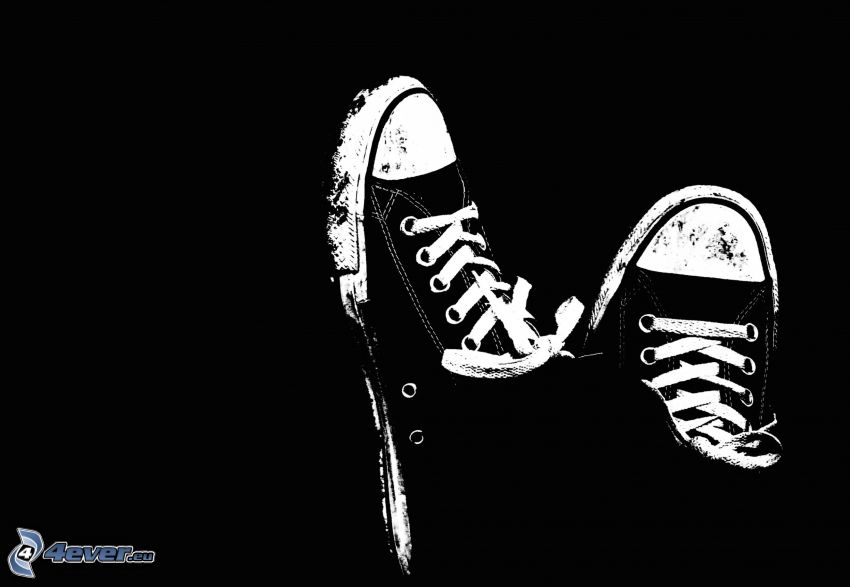 Converse, tornacipő, fekete-fehér