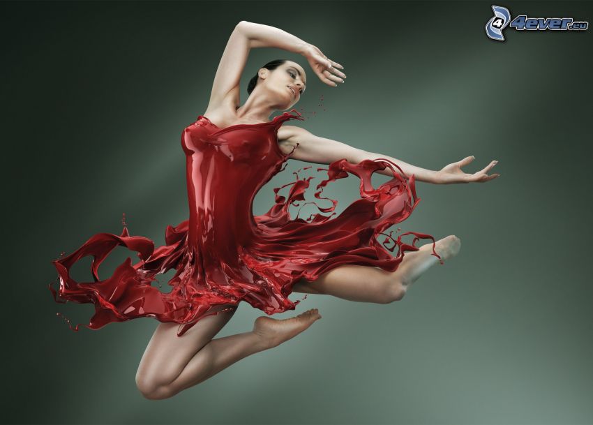 balett táncosnő, piros szín