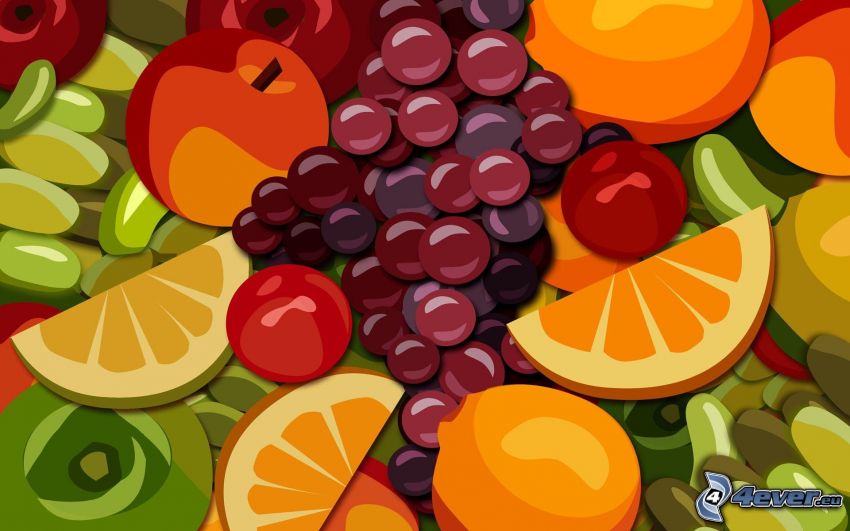 gyümölcs, szőlő, narancs