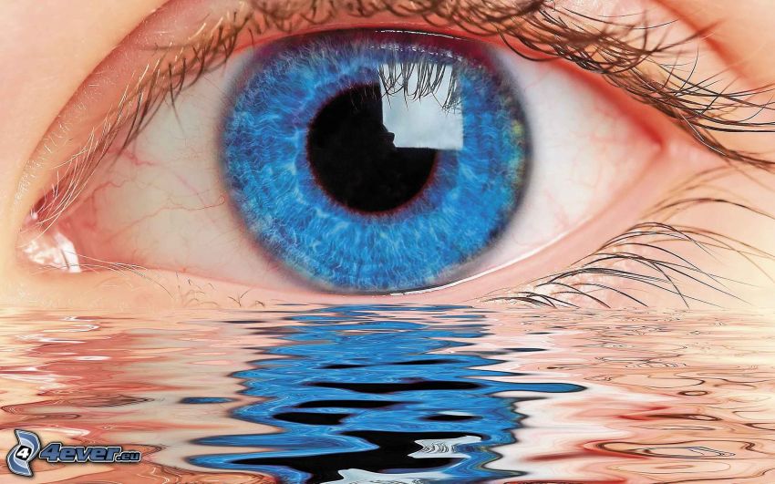 kék szem, víz