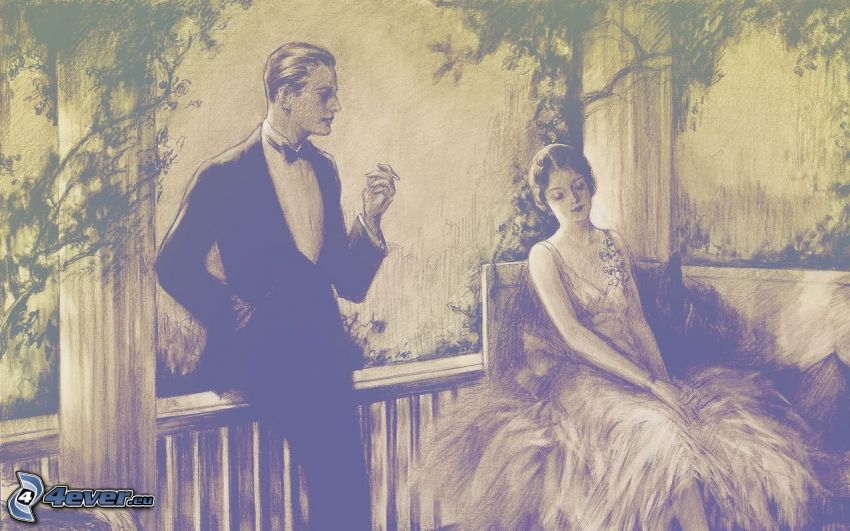 férfi és nő, rajzolt párocska