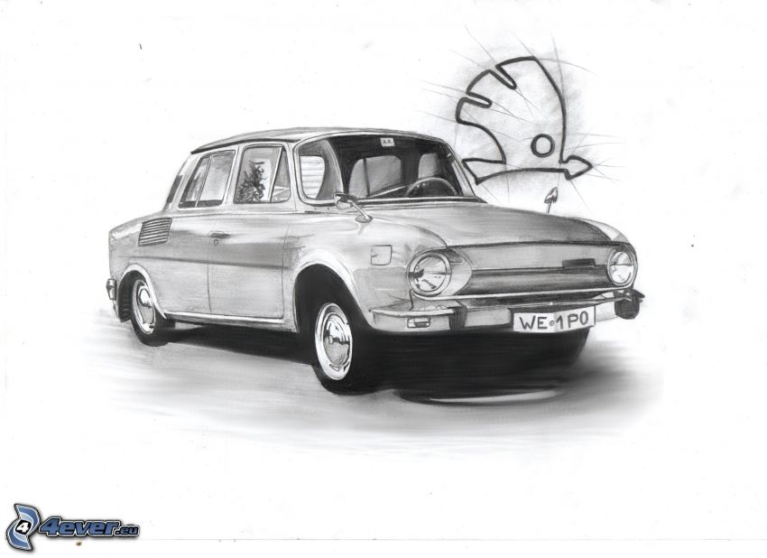Škoda 100, rajzolt autó