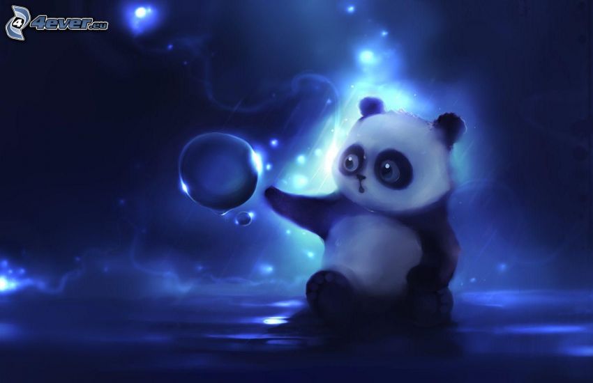panda, buborék