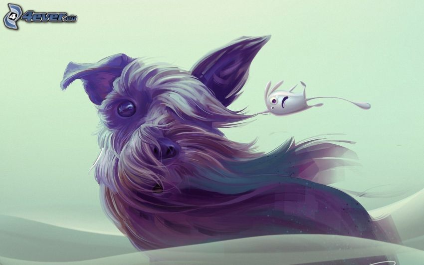 rajzolt kutya, bolha, szél