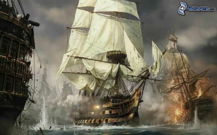 vitorláshajó, hajók, csata
