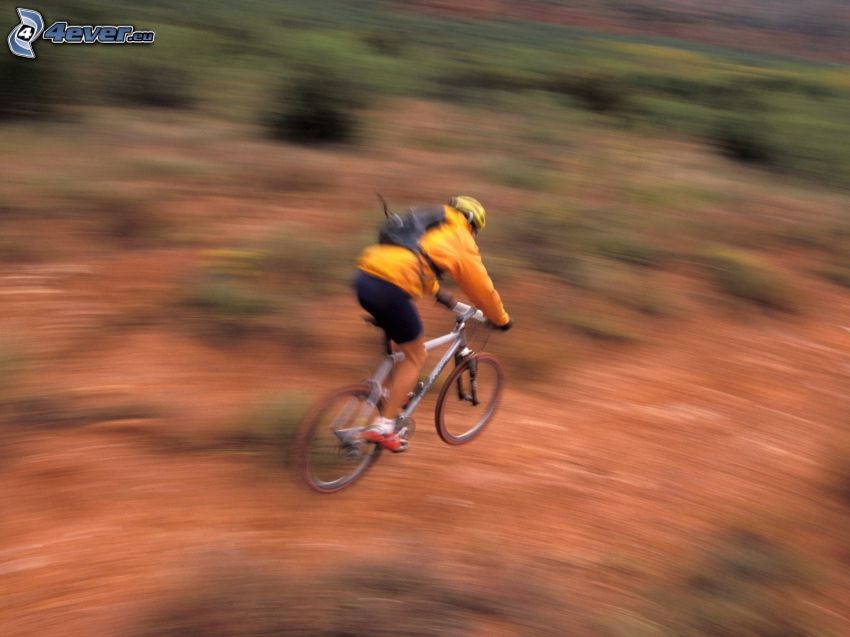 mountain biker, ugrás a kerékpáron, sebesség