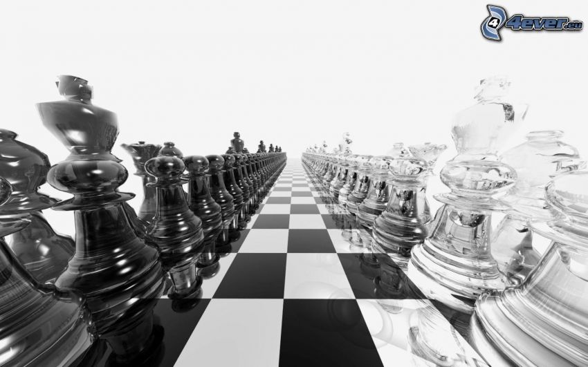 sakk, sakkfigurák, fekete-fehér