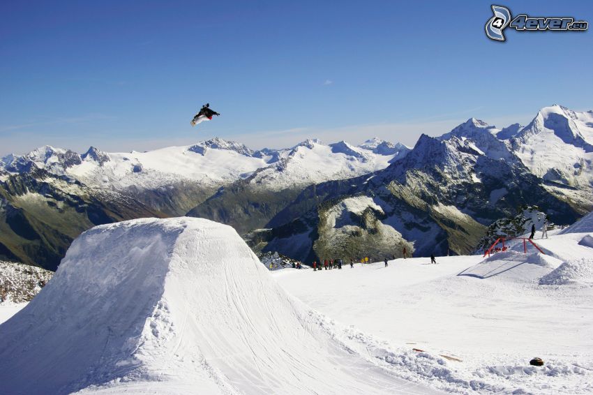 snowboarding, hegyek, hó