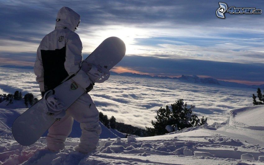 snowboarding, inverzió, hó