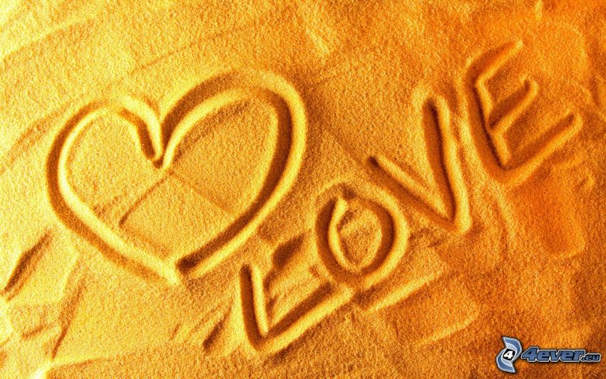 szerelem, szív a homokban