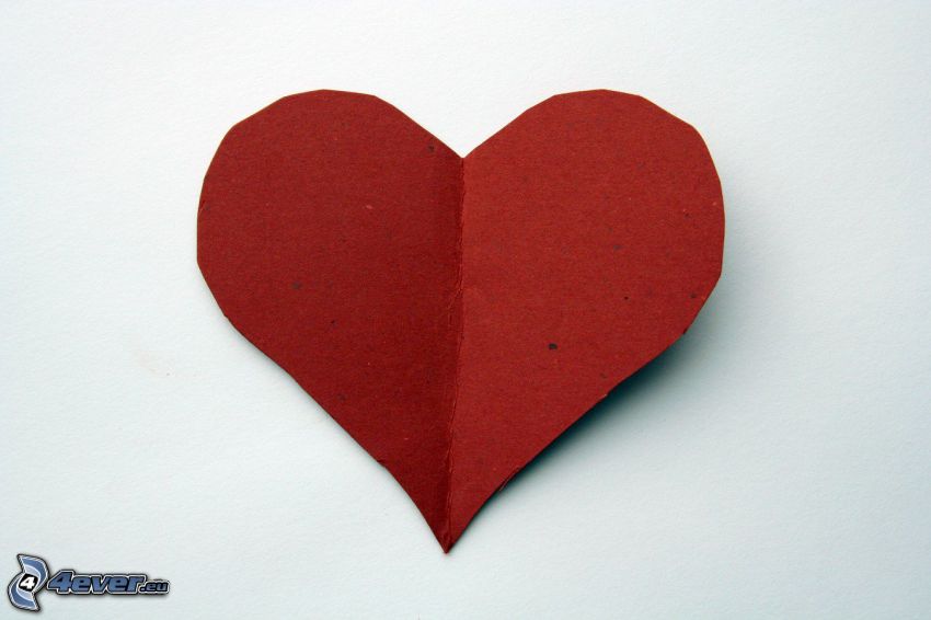 papír szív, piros szív