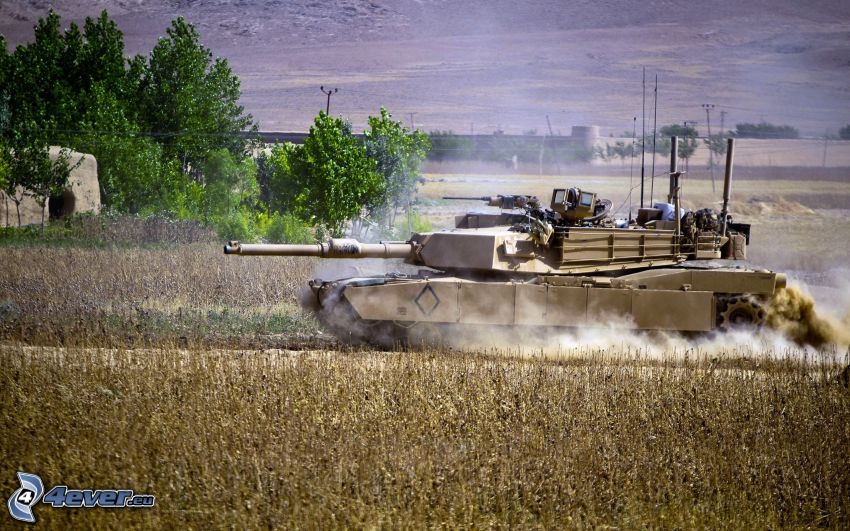 M1 Abrams, tank, mező, fák