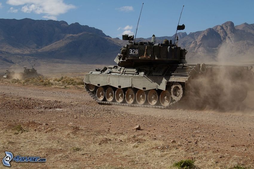 tank, sivatag, por, Afganistan