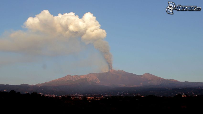 Etna, vulkán, hegyvonulat, füst