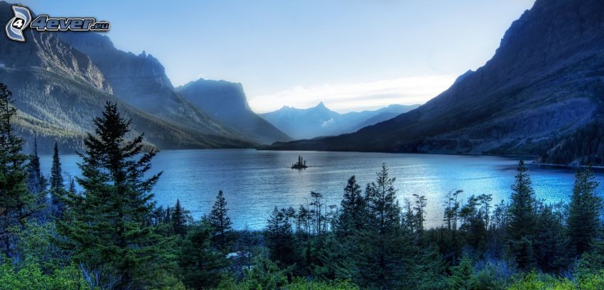 Glacier National Park, tó, hegyek