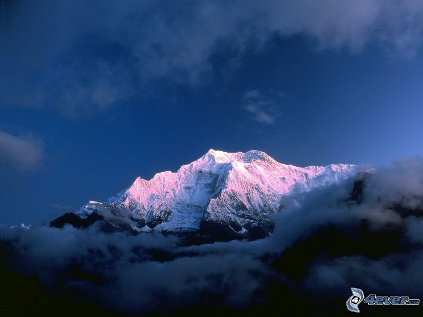 Annapurna II, domb, hegy, felhők