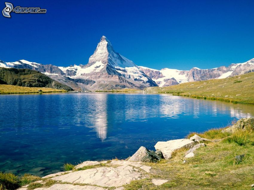 Matterhorn, Svájc, Alpok, tó, tengerszem, hegyvonulat