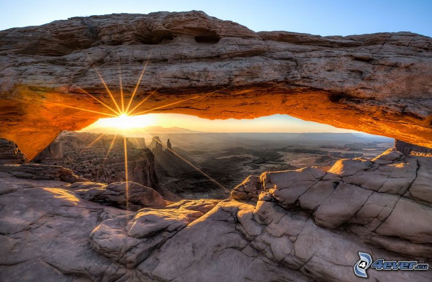 Mesa Arch, napnyugta, szikla kapu