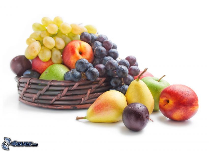 gyümölcs, körték, szőlő, almák