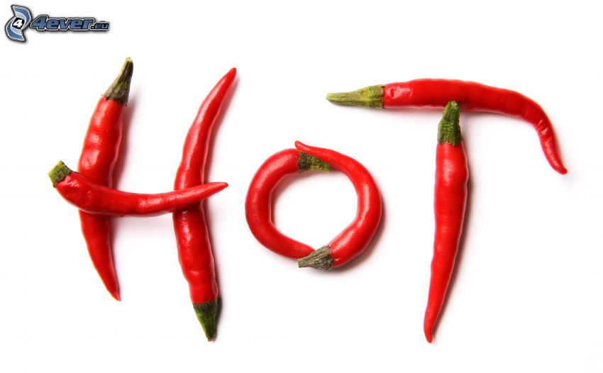 HOT, piros chili paprikák