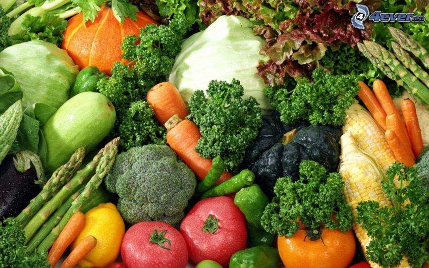 zöldség, brokkoli, sárgarépa, paradicsomok, saláta, sütőtökök, kukorica, paprikák