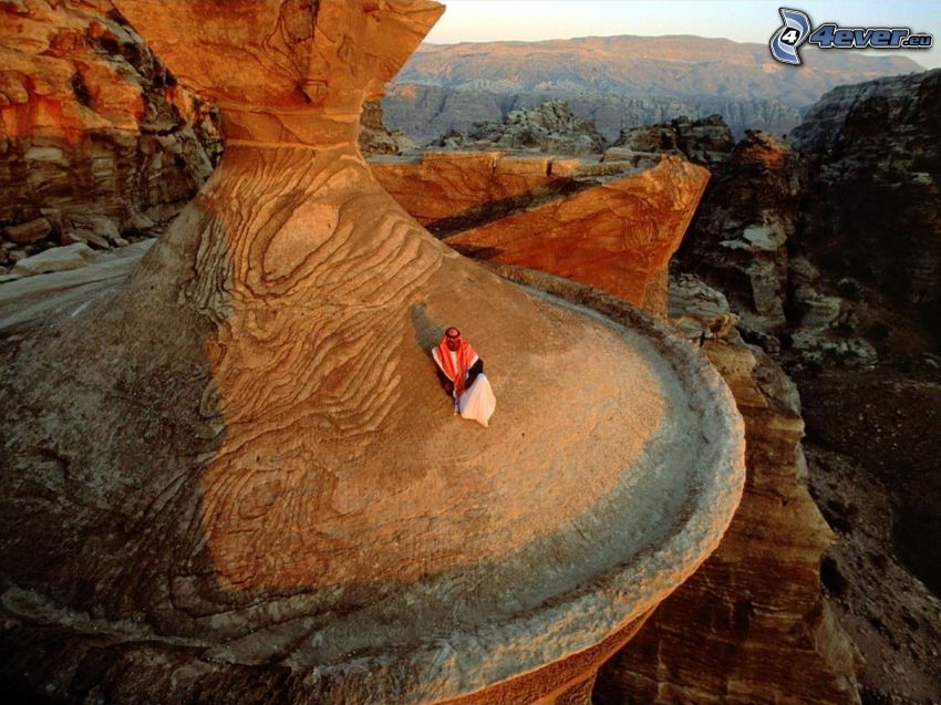 Petra, Jordánia, szikla, szerzetes, pihenés