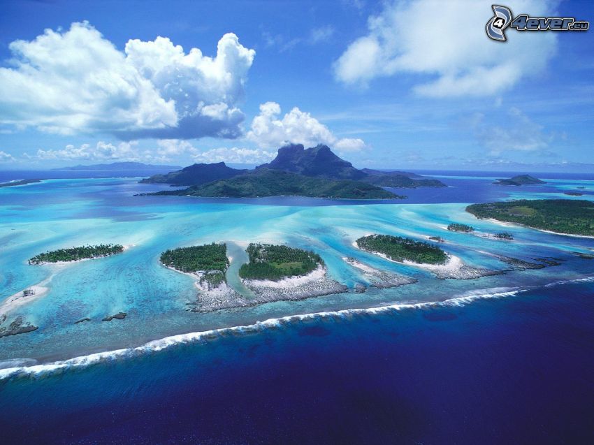 Bora Bora, szigetek, tenger