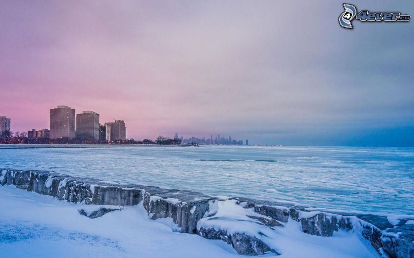 Chicago, tenger, napnyugta után
