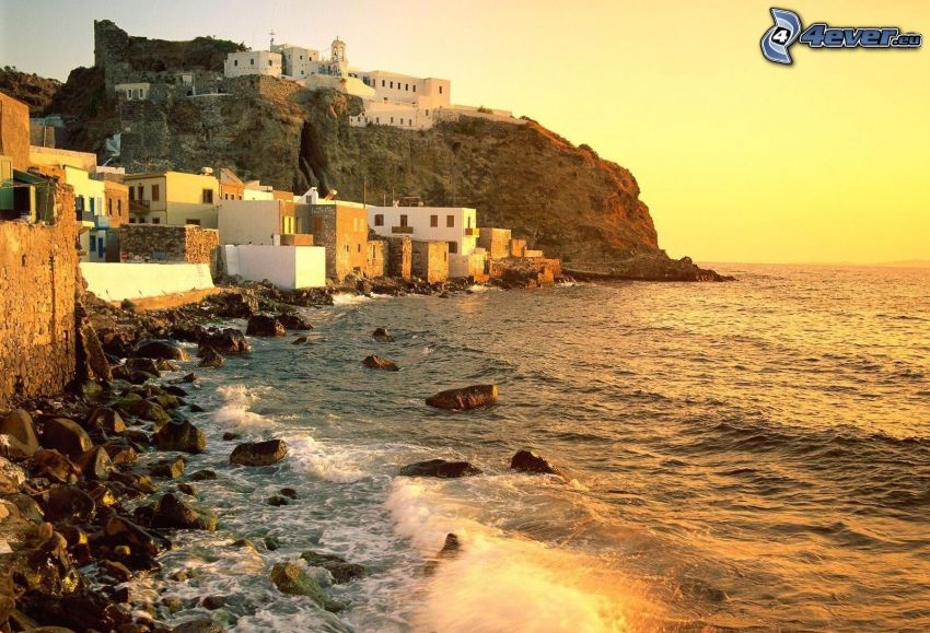 Görögország, sziklás tengerpart, tenger