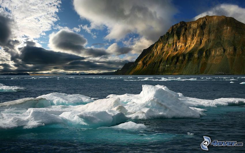 jégtáblák, Jeges-tenger, sziklás hegység