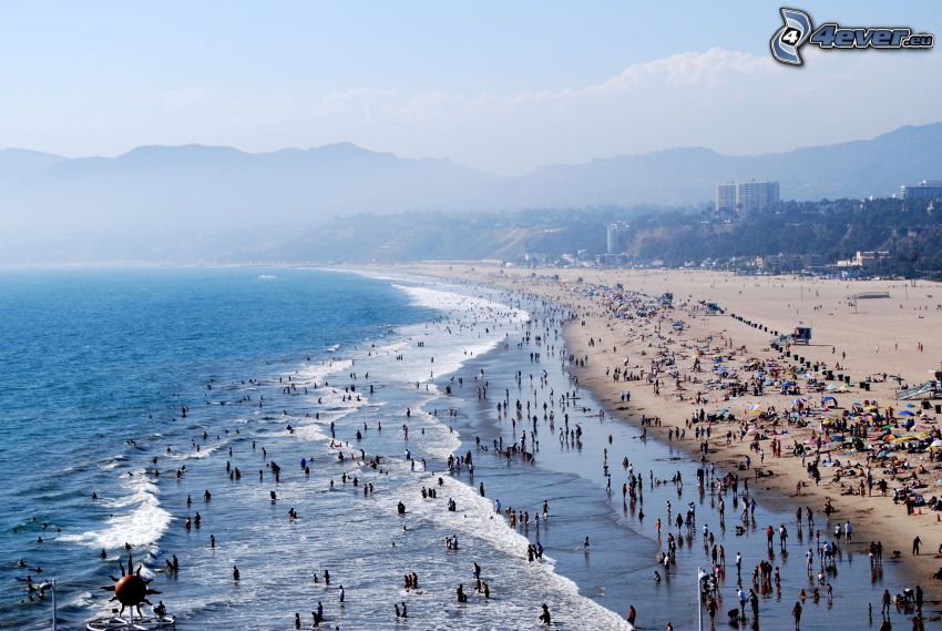 Santa Monica, strand, Los Angeles, emberek