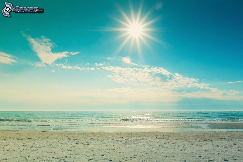 tenger, homokos tengerpart, nap