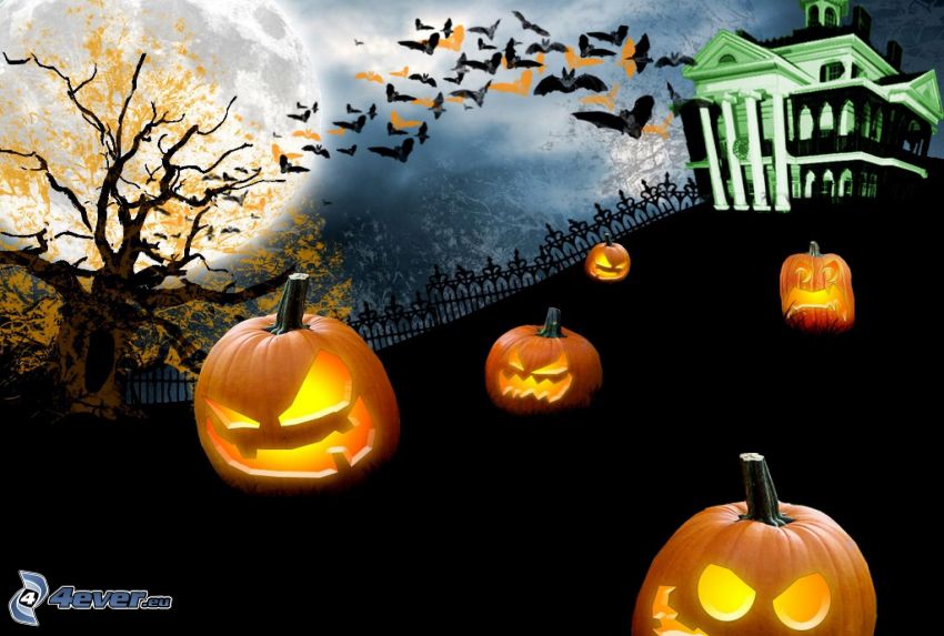 Halloween, kísértetház, halloween-i sütőtök, jack-o'-lantern