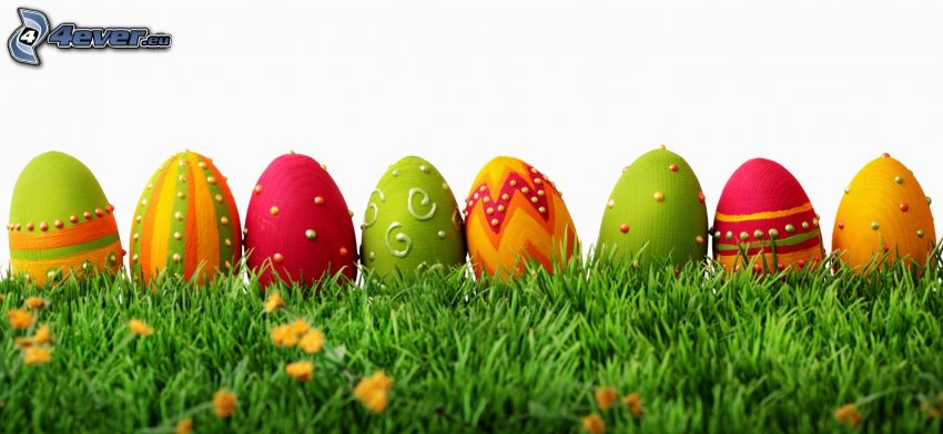 húsvéti tojások a fűben