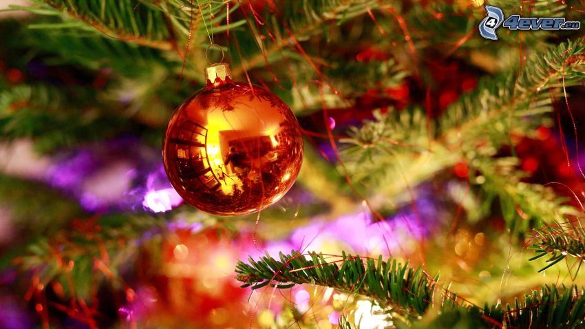 gömb karácsonyfadísz, karácsonyfa