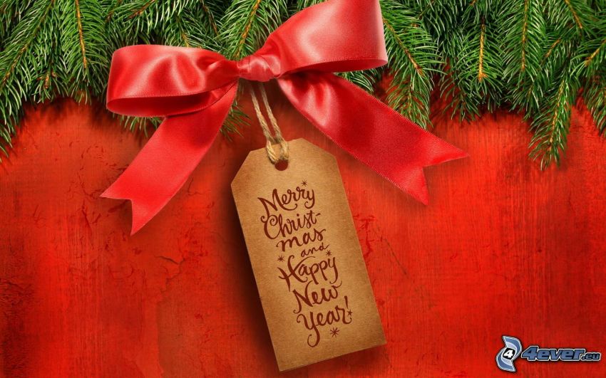 Merry Christmas, happy new year, masni, banner, tűlevelű ág