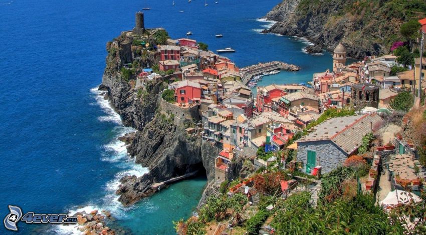 Cinque Terre, nadmorskie miasto, nadmorskie urwiska
