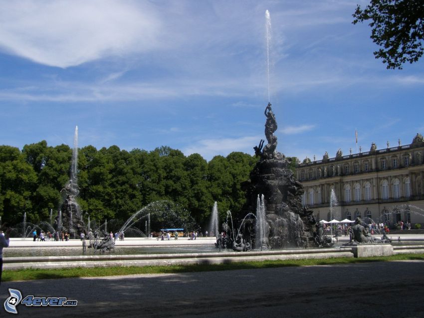 Herrenchiemsee, fontanna, Zamek Ludwika II Bawarskiego, Bawaria