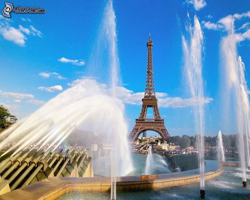 Wieża Eiffla, Paryż, fontanna