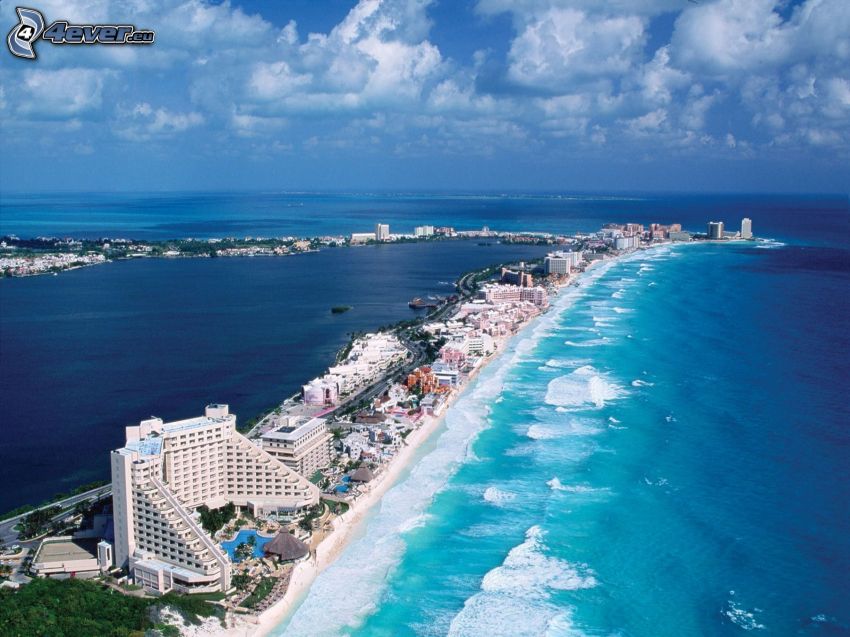 Cancún, nadmorskie miasteczko, morze otwarte