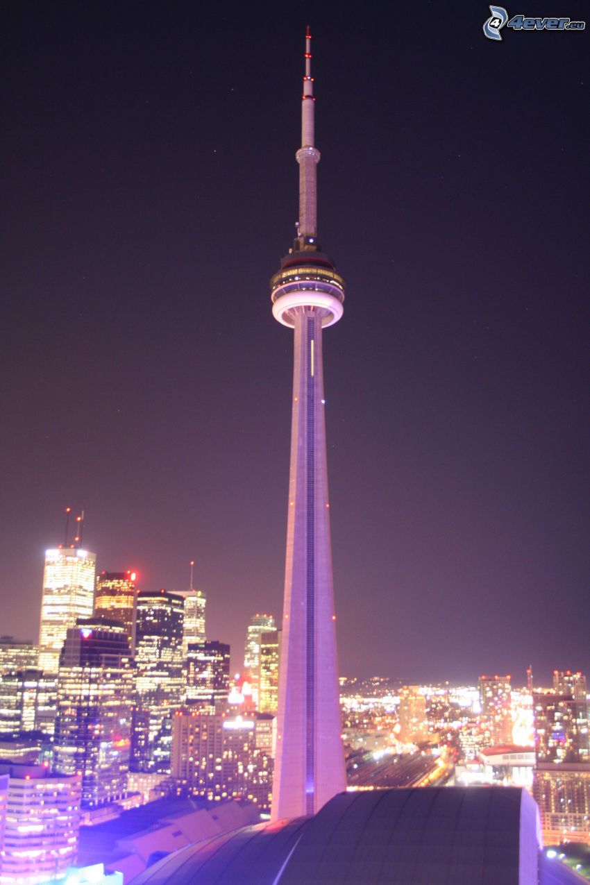 CN Tower, Toronto, miasto nocą