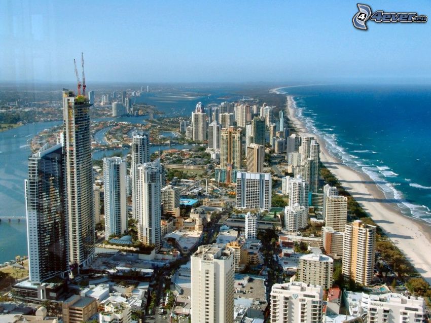 Gold Coast, wieżowce, morze