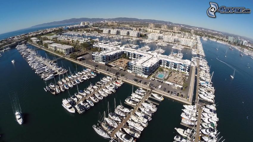 Marina Del Rey, port, statki, morze, Kalifornia