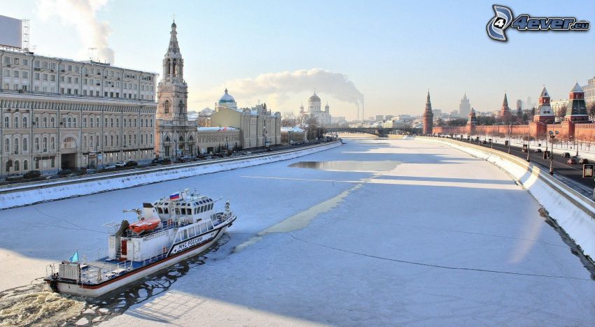 Moskwa, Rosja, śnieg, lód