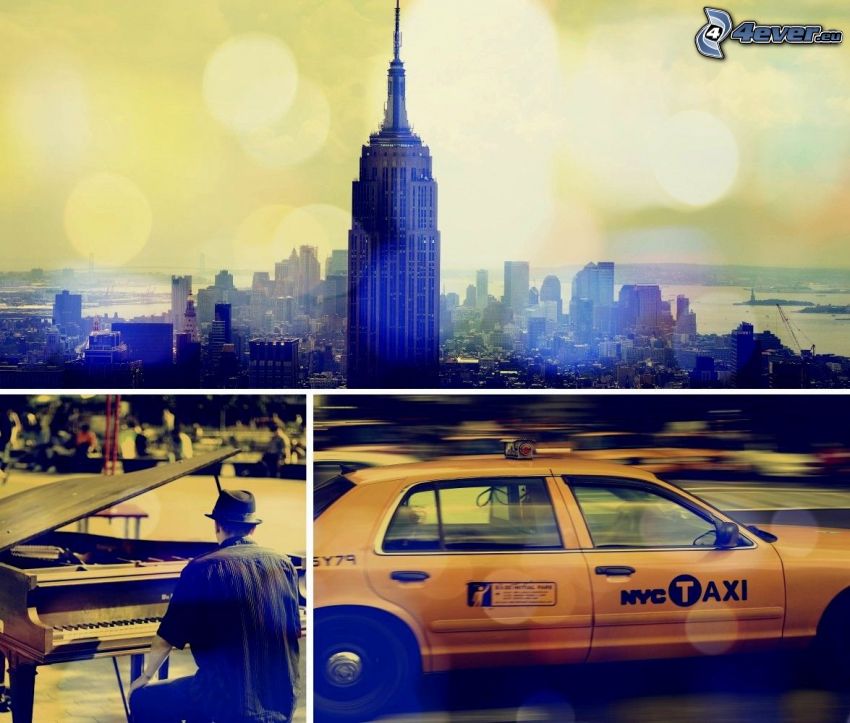 New York, Empire State Building, fortepian, NYC Taxi