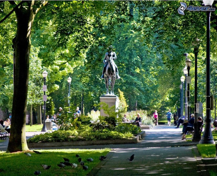 park, posąg, Portland