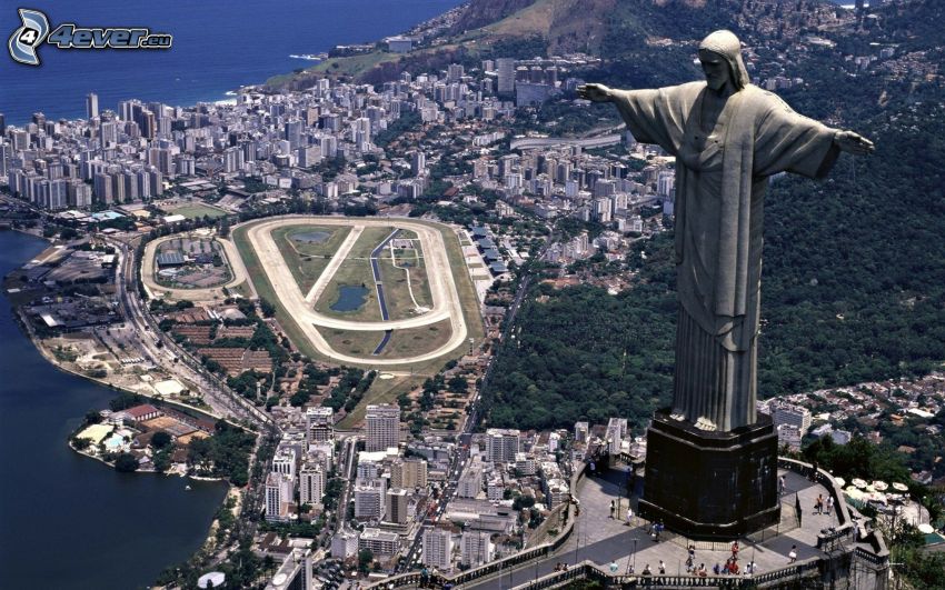 Rio De Janeiro, Brazylia, posąg, widok na miasto