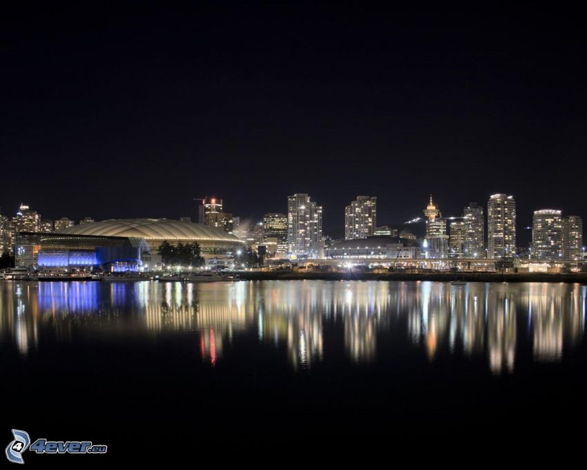 Vancouver, miasto nocą