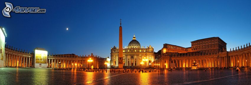Watykan, Plac Świętego Piotra, wieczór